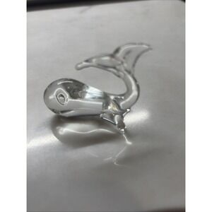 Miniature Mini Clear Blown Glass Whale Figurine Approx 1.5"x1.5" Unmarked